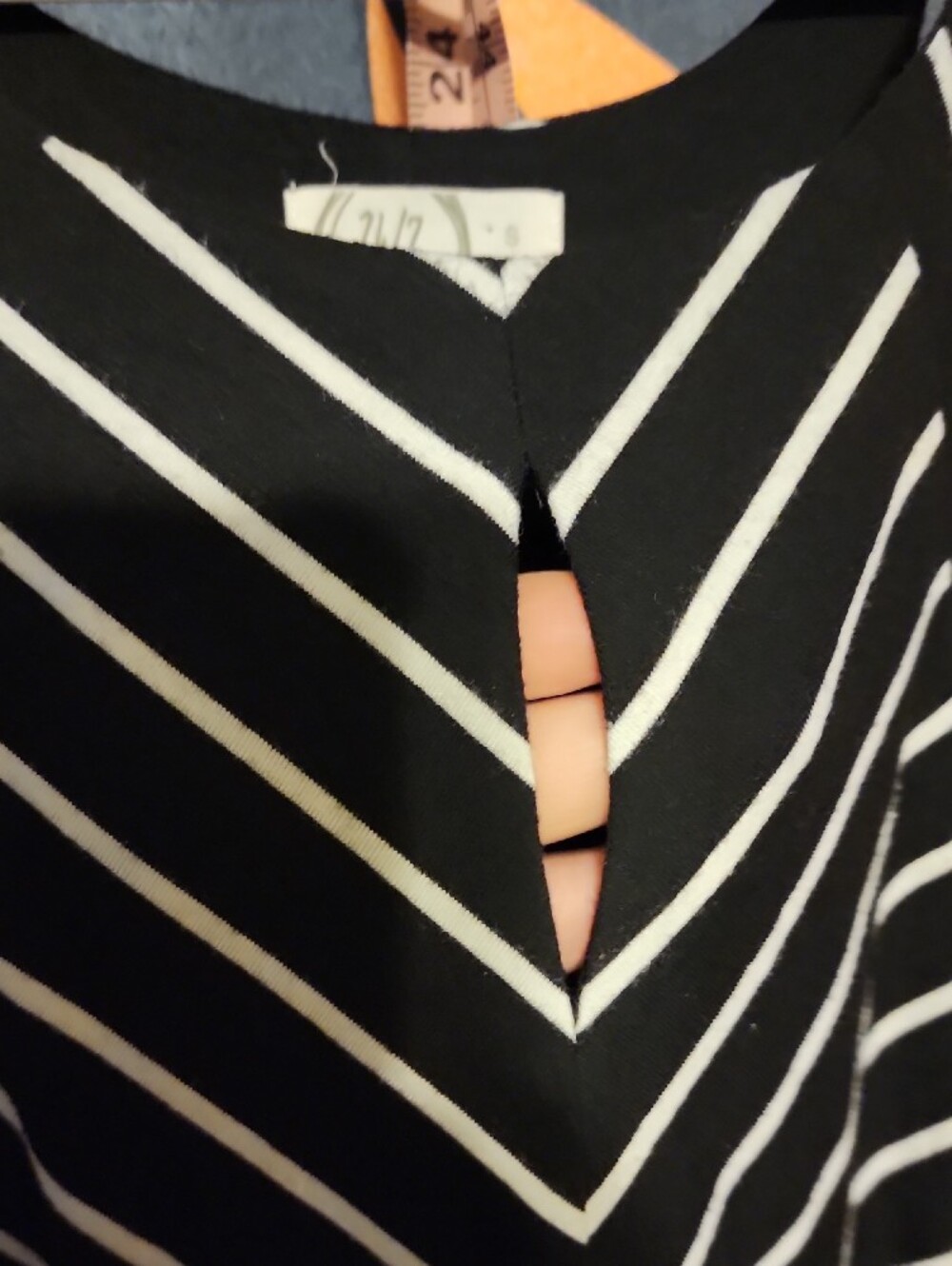 Black and White Striped Women's Halter Maxi Dress - Picture 3 of 4